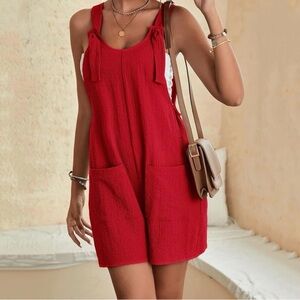 Red Short Romper or Overall Shorts NWOT Size Large